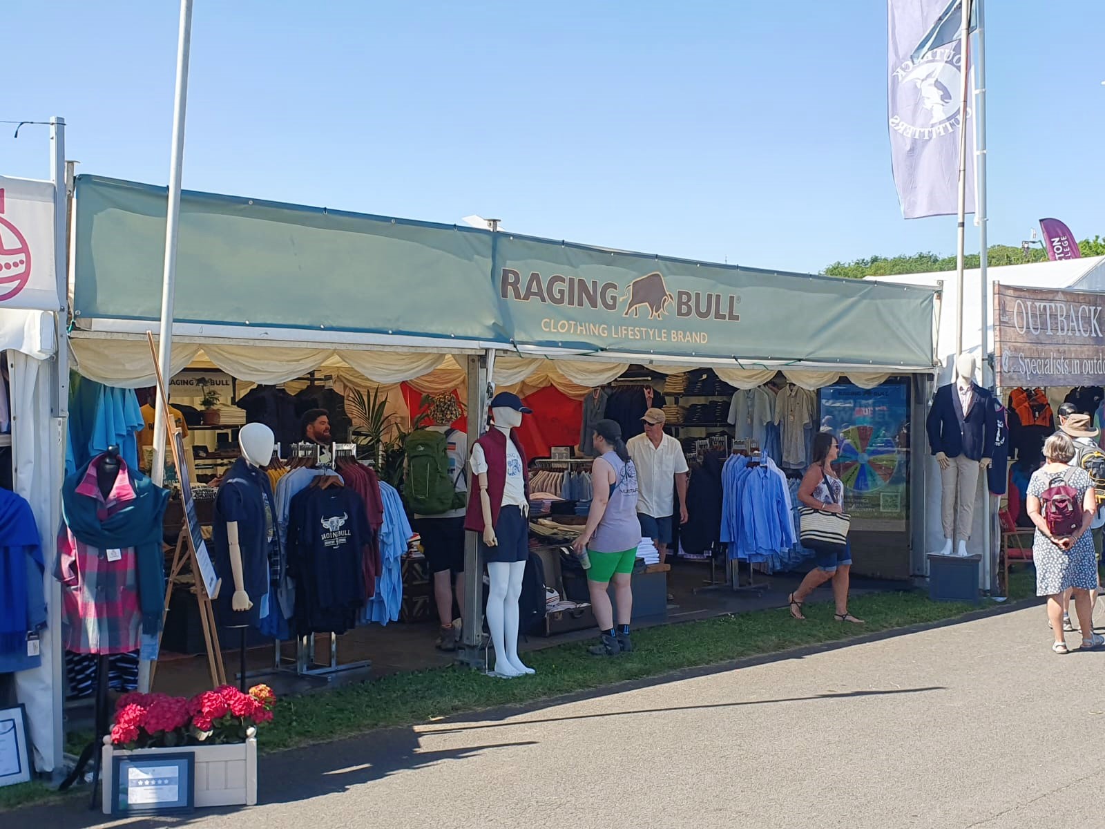 Clothing company Raging Bull's trade stand at the Devon County Show. 